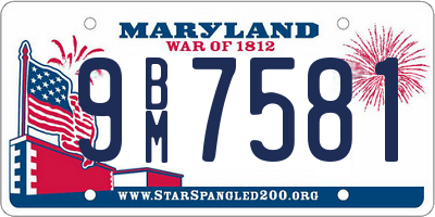 MD license plate 9BM7581