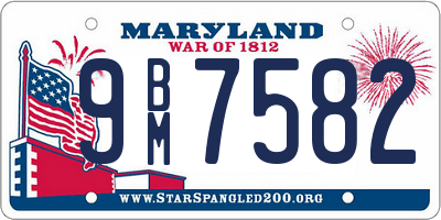 MD license plate 9BM7582