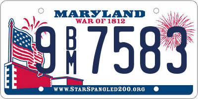 MD license plate 9BM7583