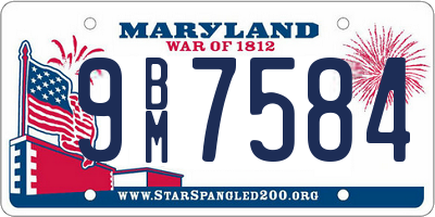 MD license plate 9BM7584