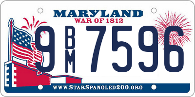 MD license plate 9BM7596