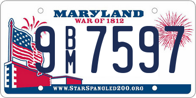 MD license plate 9BM7597