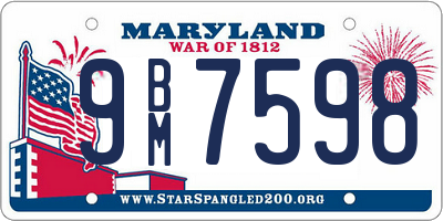 MD license plate 9BM7598