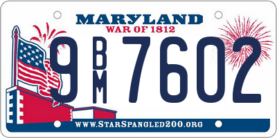 MD license plate 9BM7602