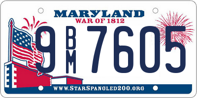 MD license plate 9BM7605