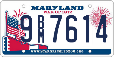 MD license plate 9BM7614