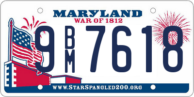 MD license plate 9BM7618