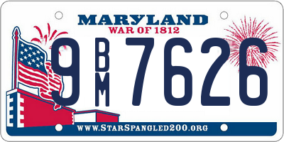 MD license plate 9BM7626