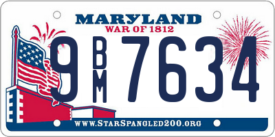 MD license plate 9BM7634