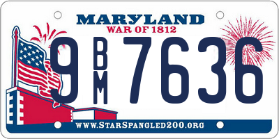 MD license plate 9BM7636