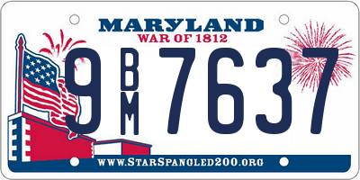 MD license plate 9BM7637