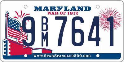 MD license plate 9BM7641