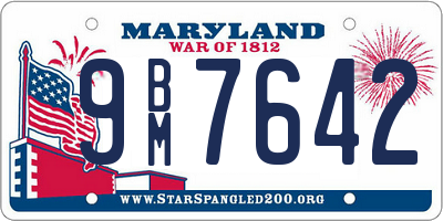 MD license plate 9BM7642