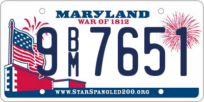 MD license plate 9BM7651