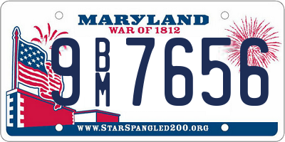 MD license plate 9BM7656