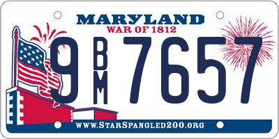 MD license plate 9BM7657