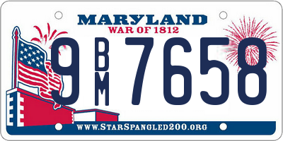 MD license plate 9BM7658