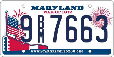 MD license plate 9BM7663