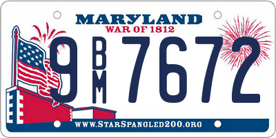 MD license plate 9BM7672