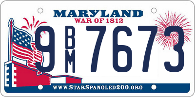 MD license plate 9BM7673