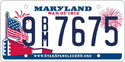 MD license plate 9BM7675