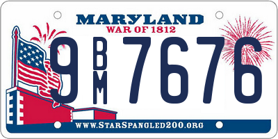 MD license plate 9BM7676