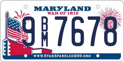 MD license plate 9BM7678