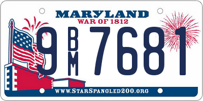 MD license plate 9BM7681