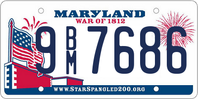 MD license plate 9BM7686