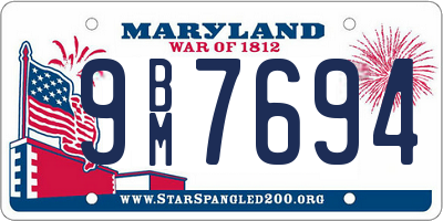 MD license plate 9BM7694