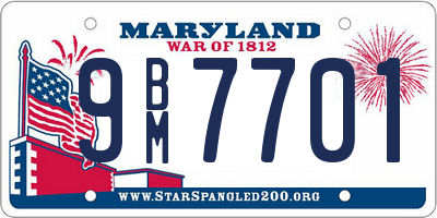 MD license plate 9BM7701