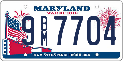 MD license plate 9BM7704