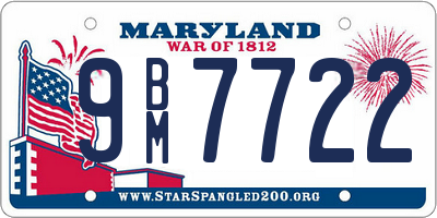 MD license plate 9BM7722