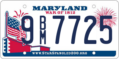 MD license plate 9BM7725