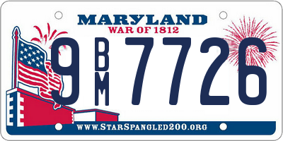 MD license plate 9BM7726