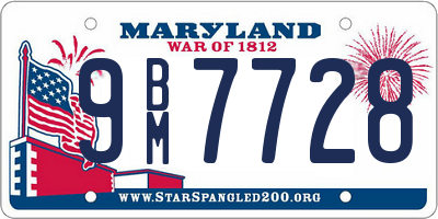 MD license plate 9BM7728