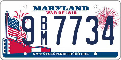 MD license plate 9BM7734