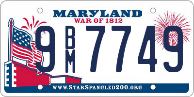 MD license plate 9BM7749