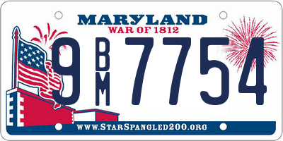 MD license plate 9BM7754