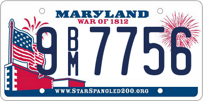 MD license plate 9BM7756