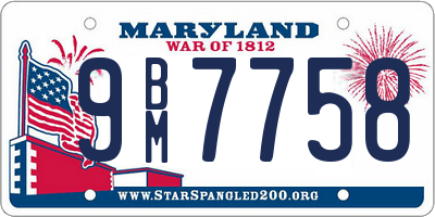 MD license plate 9BM7758