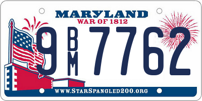 MD license plate 9BM7762