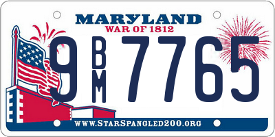 MD license plate 9BM7765