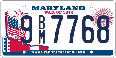 MD license plate 9BM7768