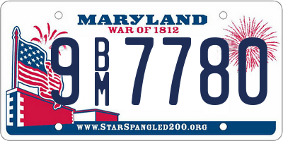 MD license plate 9BM7780