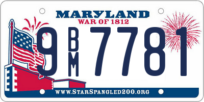 MD license plate 9BM7781