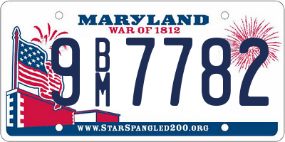 MD license plate 9BM7782