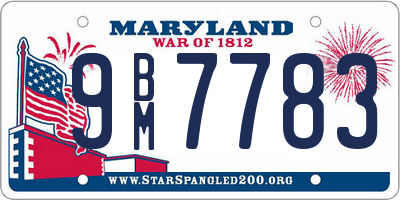 MD license plate 9BM7783