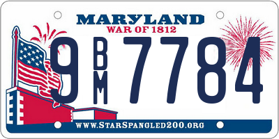 MD license plate 9BM7784