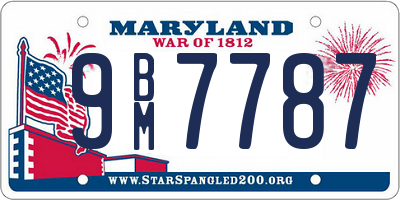 MD license plate 9BM7787